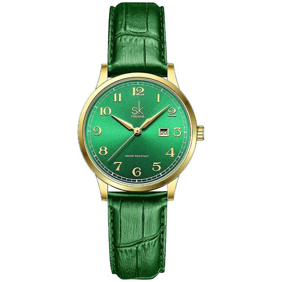 SK Classic Business Women Watches , Gold-Green